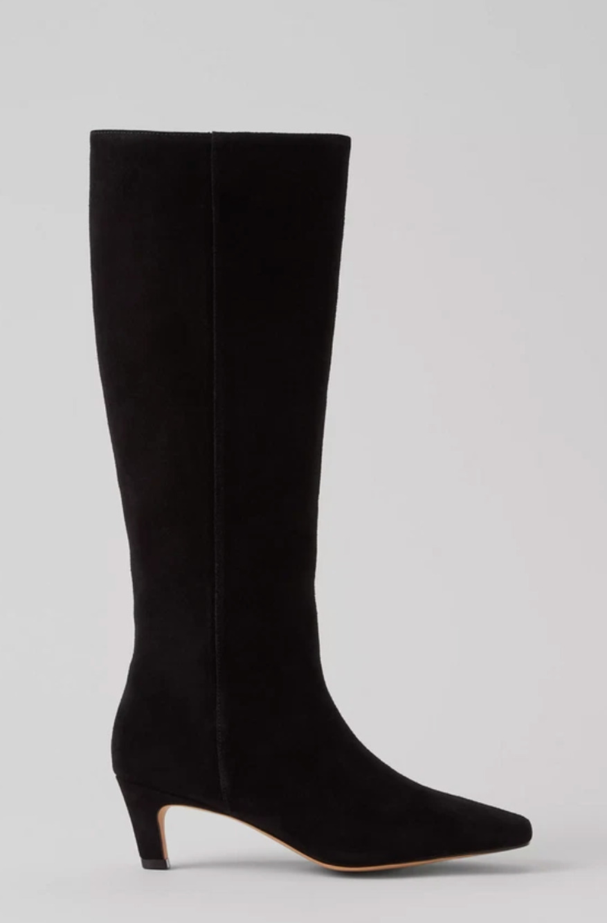 NEW ANN TAYLOR BLACK KITTEN HEEL SUEDE TALL BOOTS SIZE 7